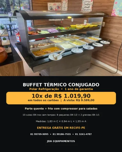 Carro termico conjugado /buffet termico marca polar - self service 