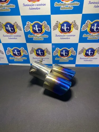 Ponteira de escapamento dupla azul reta