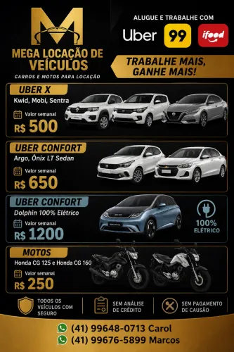 Aluguel de veículo para aplicativo