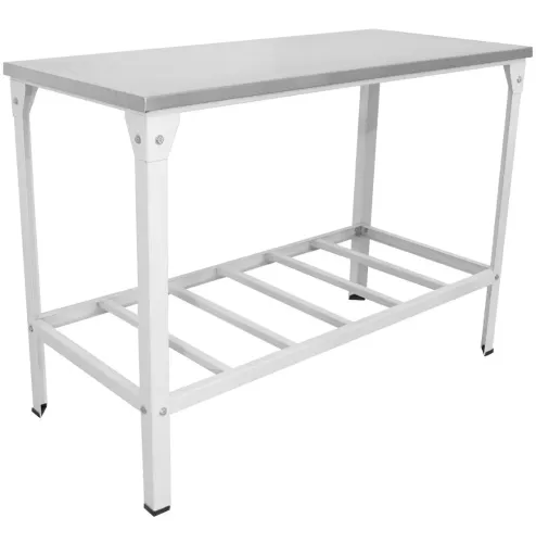 Bancadas pés de ferro e base de inox, pouco usada...