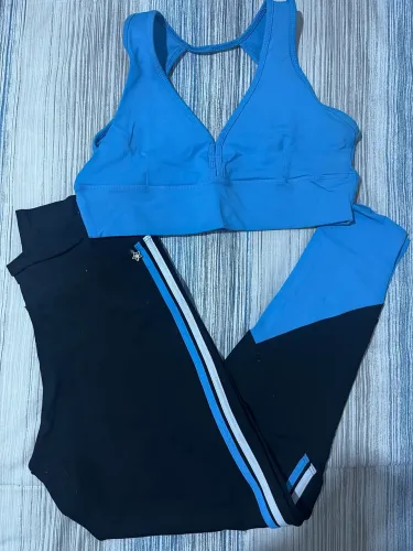 18 pçs roupa academia (legging/top/blusa/moletom)