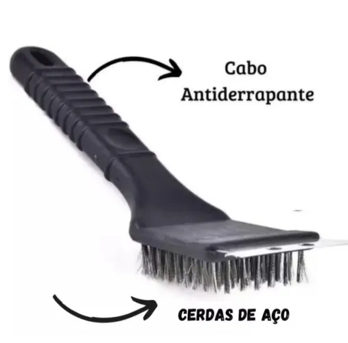 Escovão de aço para grelha de churrasqueira