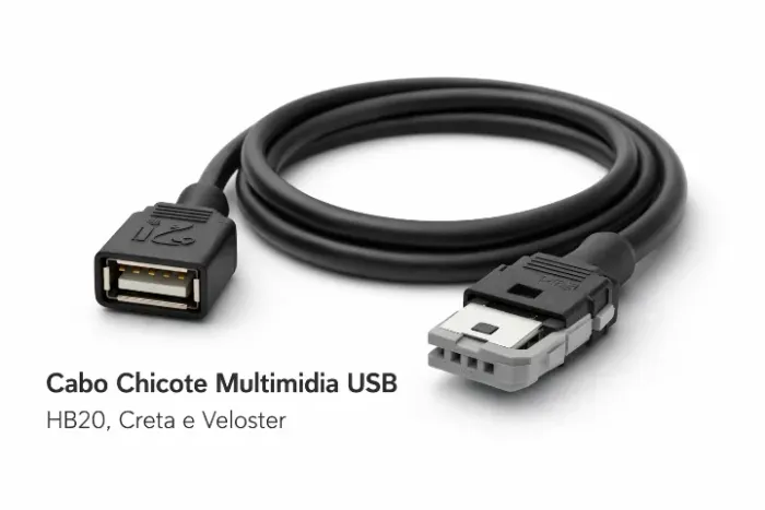 Cabo Chicote Multimidia Usb Hb20, Creta, Veloster E Linha
