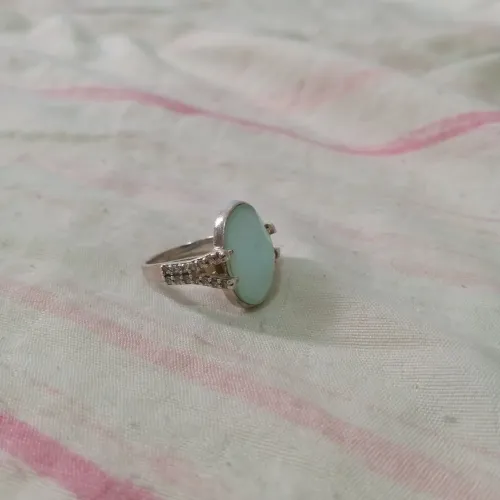 Anel prata 950 pedra ágata azul