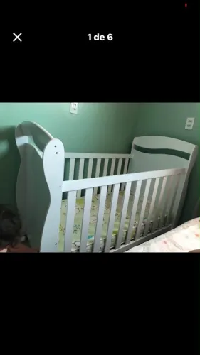 Berço peroba 2 em 1 com varal pra mosquiteiro,branco +colchão pelmex