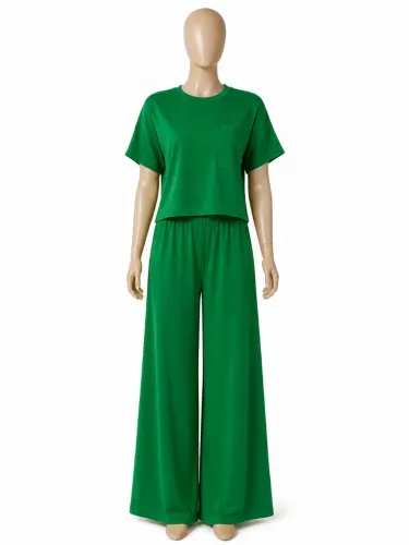 Conjunto moletinho calça pantalona e blusa