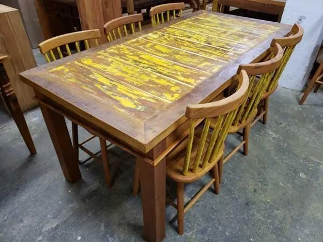 Mesa Semi Rústica 190x90 Patina Amarela