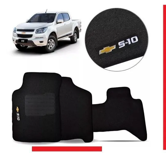 Jogo Tapete S10 2013 em diante Cabine Dupla Carpete Preto 4 Pçs pbvft pjpcu