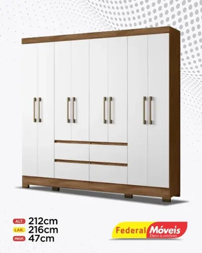 Guarda Roupa 8 Portas 4 Gavetas com Pés Mega Oferta Novo