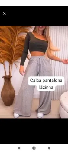 Calça pantacourt preta e cinza Tam único 