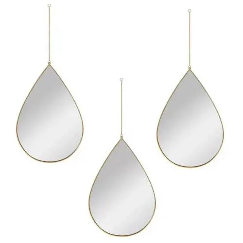 JOGO ESPELHOS DECORATIVO GOTA 3PCS 29CM X 19,5CM DOURADO