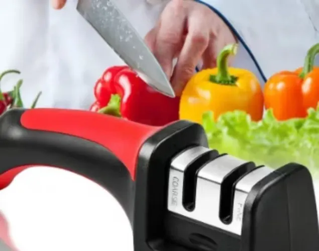 Afiador de Facas Duplo - Aço Inox - Cozinha - Novo