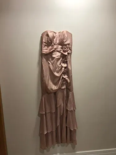 Vestido longo rosa seco