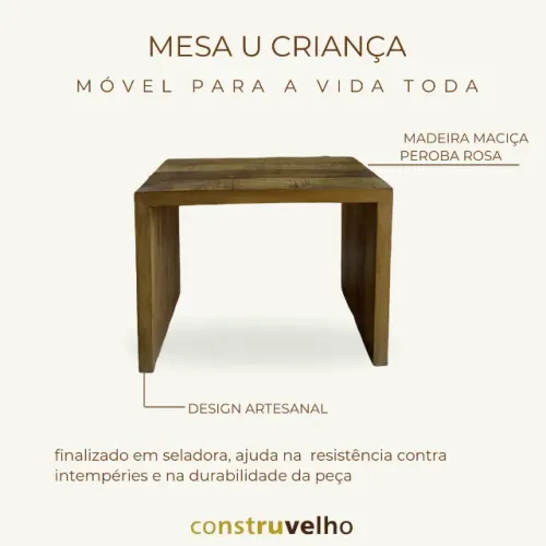 Mesa em Madeira Maciça 0,80x0,50x0,60m - Sob Encomenda