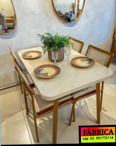 Lançamento Mesa de jantar cadeiras e base em Metal ALTA QUALIDADE 
