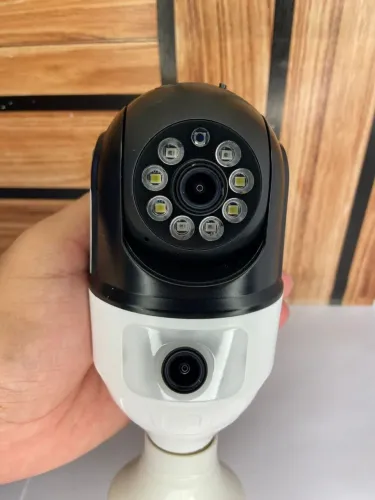 Câmera Lâmpada Lente Dupla Noturna HD Wifi Giratória 360° - JT-9696 IP44 Jortan