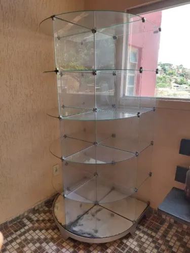 Vitrine de vidro para loja arredondada