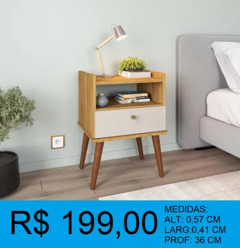 mesa de cabeceira com uma gaveta - a pronta entrega