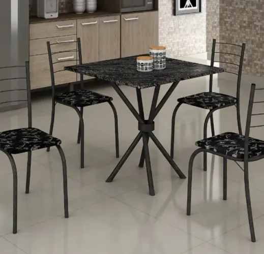 Mesa de Jantar Rio com tampo de Mármore 70x70cm Direto da Fabrica