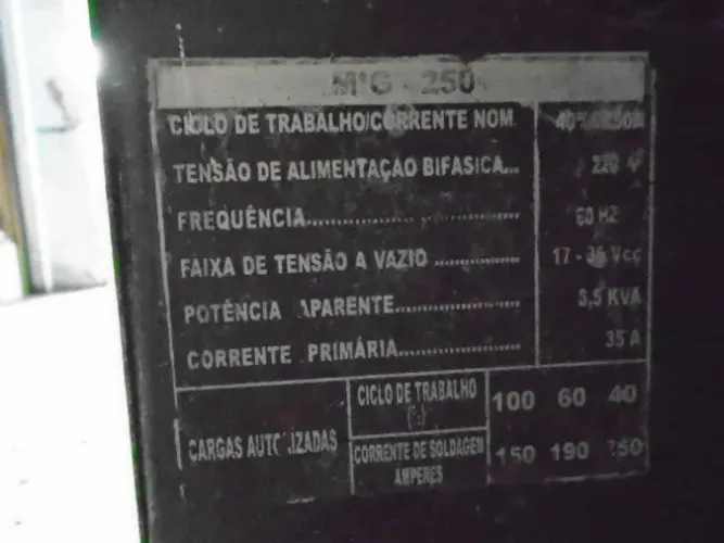 MAQUINA SOLDA MIG/MAG 250A 220V EXCELENTE ESTADO - CILINDRO E ARAME GRATIS