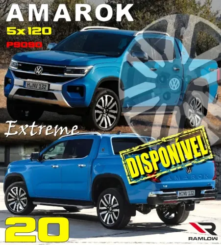 Rodas Aro 20 Amarok Extreme Preta com diamantado 5x120 novas