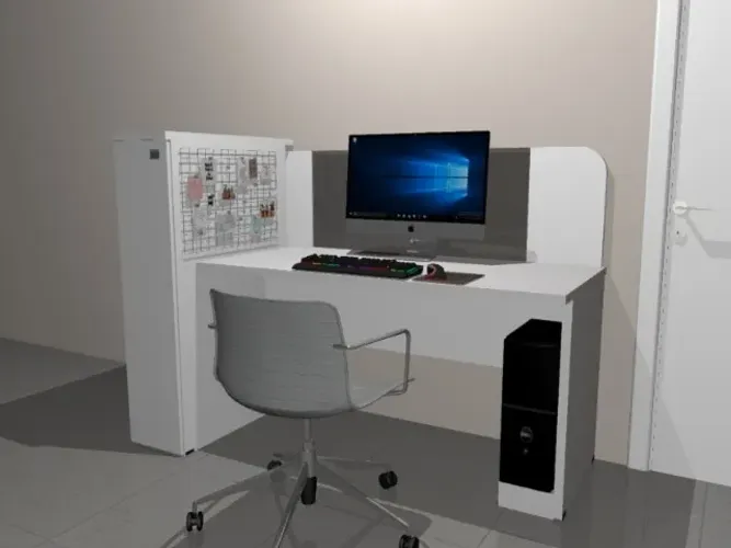 Mesa Top White Office. Alto Padrão. 1 Cxs De Tomada: L140cm x P600cm xA130cm