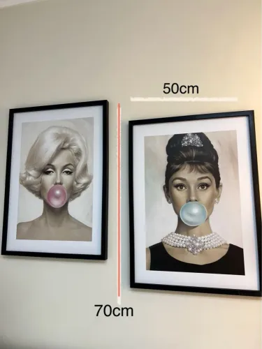 Quadros Decorativos Marilyn Monroe e Audrey Hepburn 50x70cm