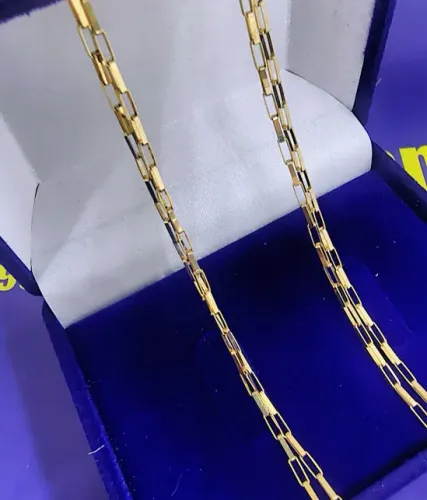 Cordão Maciço Tubinho Maciço Peso 3.70 Gramas 62 Cm 1.00 mm Ouro 18 Kilates