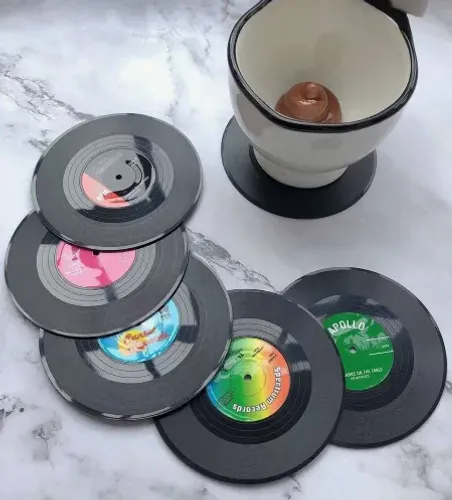 6 Peças Porta-copos de Disco de Vinil, Criativo Vintage Clássico (CAIXA LACRADA)
