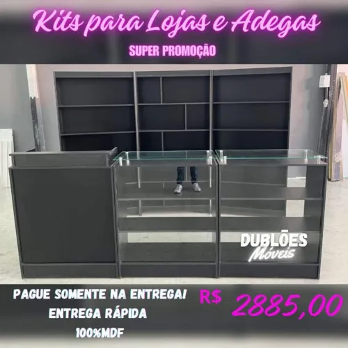 Balcões e vitrines prateleiras kit completo 
