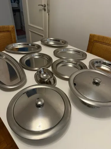Conjunto Baixelas e Travessas de Aço  com detalhe em escovado Roberto Simões