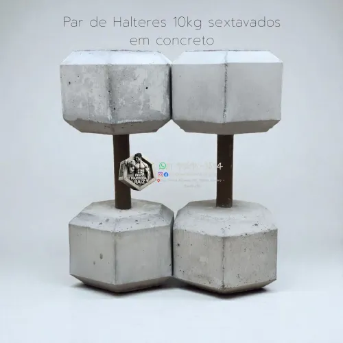Par de Halteres 10kg Concreto - Sextavado, Musculação e Academia fábrica em Santo Amaro