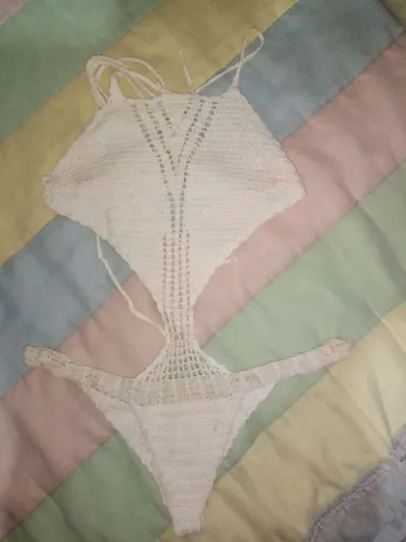 Body de crochê branco para praia tamanho PP