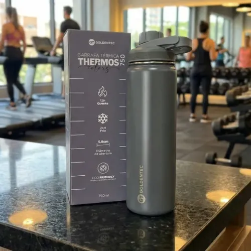 Garrafa Térmica 750ml Cinza Goldentec - FRETE GRÁTIS