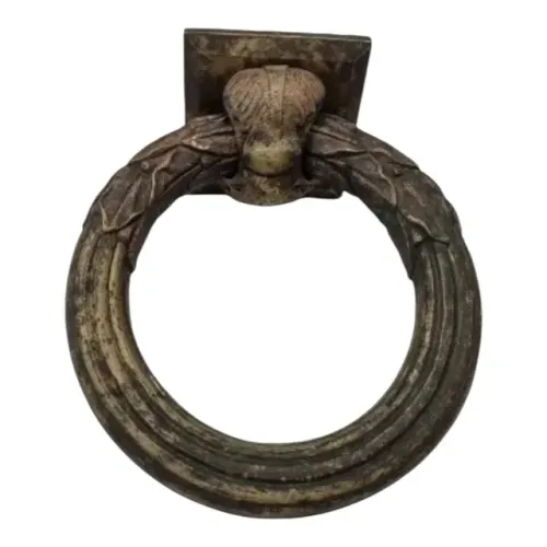 Antiga Aldrava Batedor Robusta Redonda Bronze Portão Rancho