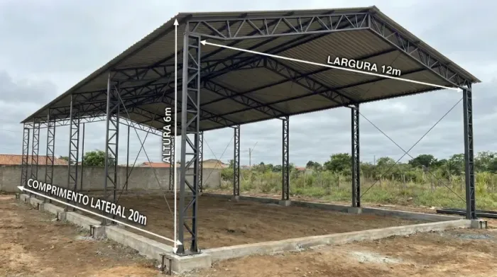 Barracão / Galpão 12x20m (240 m2) - Estrutura Metálica Completa Treliças