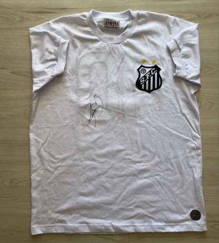 Camisa Retrô Pele autografada por Neymar Jr