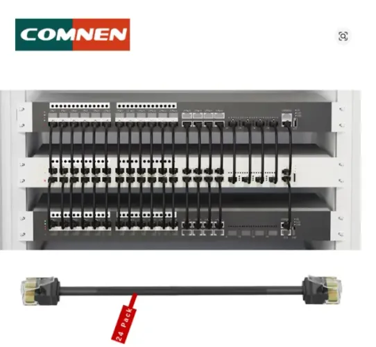 Kit 24x Cabo de Rede CAT6A Slim 0,15m Preto - Alta Qualidade