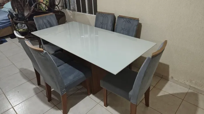 Mesa de vidro com 6 cadeiras produto novo ? na promoção
