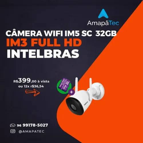 Câmera wifi Intelbras Full HD iM5 SC com Cartão MicroSD 32GB