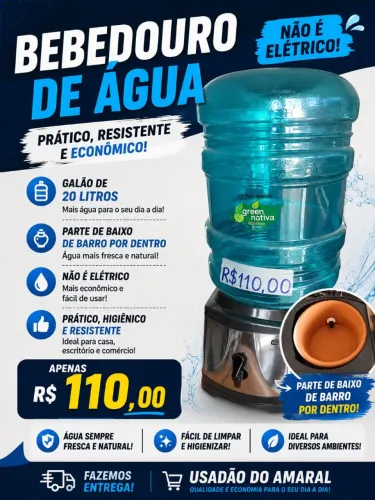 Bebedouro de Água 20 Litros de Barro (Não Elétrico) - Seminovo - R$ 110