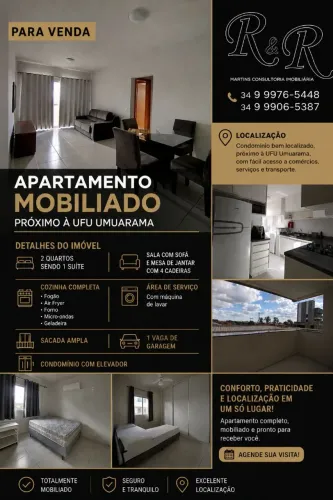 Apartamento mobiliado para VENDA- PRÓXIMO À UFU UMUARAMA
