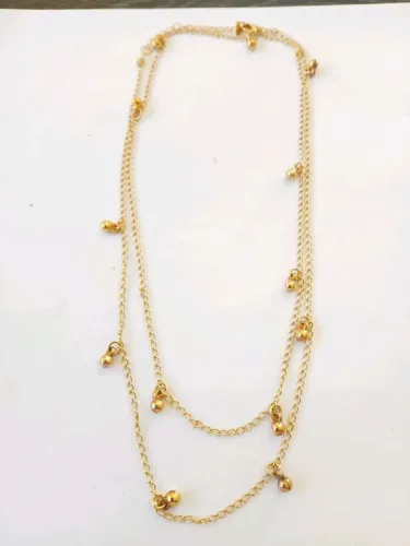 colar corrente de 2 voltas, com 90 cm de comprimento. feito em prata com banho de ouro 18k