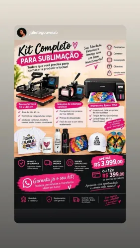 KIT COMPLETO PARA SUBLIMAÇÃO - R$ 3.999,00