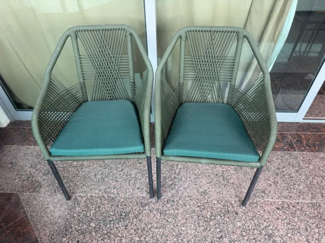 Par de Poltronas de Varanda Raiuga em Corda Náutica Verde-Musgo