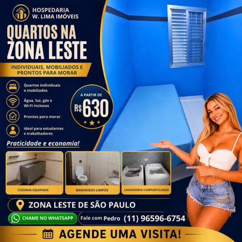 Quartos privativos na Zona Leste
