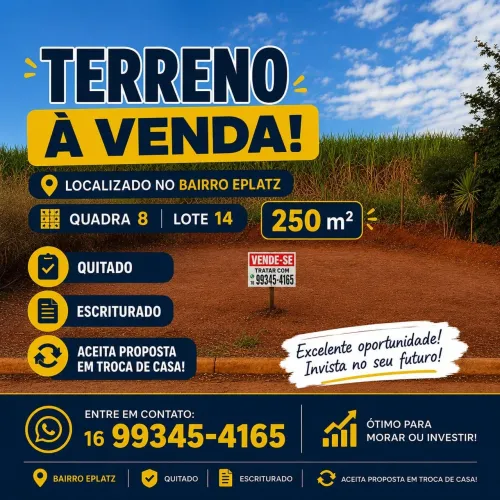Vende-se terreno 10x25 no Jardim Eplats em Barrinha.