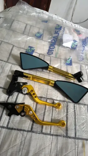 Manete + retrovisor esportivo amarelo(dourado)