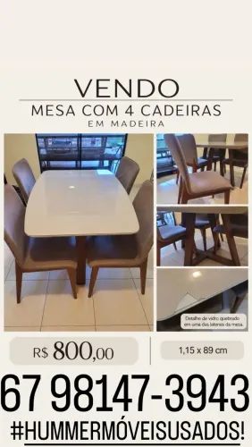 Vende - Se Mesa Com 4 Cadeiras Com Detalhe No Vidro !