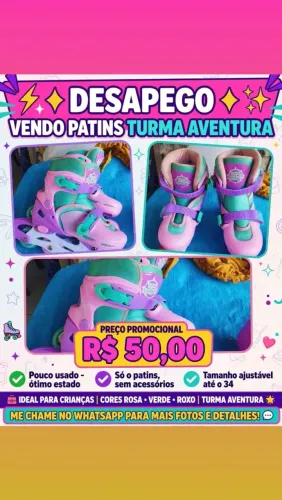 Patins infantil semi novo